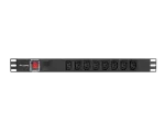 LISTWA ZASILAJĄCA RACK PDU 19" LANBERG 1U 16A 2M 8X IEC C13 CZARNA C20