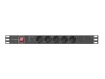 LISTWA ZASILAJĄCA RACK PDU 19" LANBERG 1U 16A 5X 230V SCHUKO 2M CZARNA