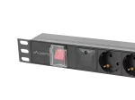 LISTWA ZASILAJĄCA RACK PDU 19" LANBERG 1U 16A 5X 230V SCHUKO 2M CZARNA