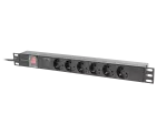 LISTWA ZASILAJĄCA RACK PDU 19" LANBERG 1U 16A 6X 230V SCHUKO 2M CZARNA