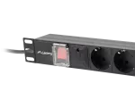LISTWA ZASILAJĄCA RACK PDU 19" LANBERG 1U 16A 7X SCHUKO 2M CZARNA