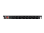 LISTWA ZASILAJĄCA RACK PDU 19" LANBERG 1U 16A 8X 230V PL 2M CZARNA