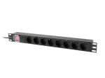 LISTWA ZASILAJĄCA RACK PDU 19" LANBERG 1U 16A 8X SCHUKO 2M CZARNA