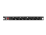 LISTWA ZASILAJĄCA RACK PDU 19" LANBERG 1U 16A 8X SCHUKO 2M CZARNA