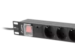 LISTWA ZASILAJĄCA RACK PDU 19" LANBERG 1U 16A 8X SCHUKO 2M CZARNA