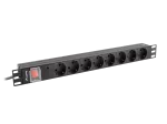 LISTWA ZASILAJĄCA RACK PDU 19" LANBERG 1U 16A 8X SCHUKO 2M CZARNA