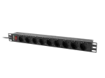 LISTWA ZASILAJĄCA RACK PDU 19" LANBERG 1U 16A 9X SCHUKO 3M CZARNA