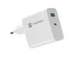 ŁADOWARKA SIECIOWA NATEC RIBERA GAN 1X USB-A + 1X USB-C 45W BIAŁA