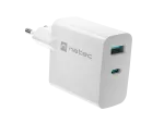 ŁADOWARKA SIECIOWA NATEC RIBERA GAN 1X USB-A + 1X USB-C 65W BIAŁA