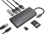 MULTIPORT ADAPTER NATEC FOWLER 2 V2 USB-C 8W1 HUB ->USB 3.0 3X, HDMI 4K, USB-C, RJ45, SD, MICRO SD