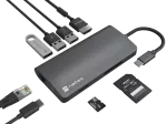 MULTIPORT ADAPTER NATEC FOWLER 2 V2 USB-C 8W1 HUB ->USB 3.0 3X, HDMI 4K, USB-C, RJ45, SD, MICRO SD