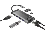 MULTIPORT ADAPTER NATEC FOWLER PLUS USB-C 8W1 HUB -> USB 3.0 3X, HDMI 4K, USB-C PD, RJ45, SD, MICRO