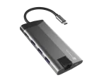 MULTIPORT ADAPTER NATEC FOWLER PLUS USB-C 8W1 HUB -> USB 3.0 3X, HDMI 4K, USB-C PD, RJ45, SD, MICRO