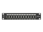 PATCH PANEL 12 PORT 1U 10" KAT.5E FTP Z ORGANIZEREM KABLOWYM EKRANOWANY CZARNY LANBERG