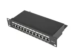 PATCH PANEL 12 PORT 1U 10" KAT.6 FTP Z ORGANIZEREM KABLOWYM EKRANOWANY CZARNY LANBERG