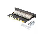 PATCH PANEL 12 PORT 1U 10" KAT.6 FTP Z ORGANIZEREM KABLOWYM EKRANOWANY CZARNY LANBERG