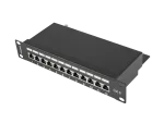 PATCH PANEL 12 PORT 1U 10" KAT.6 FTP Z ORGANIZEREM KABLOWYM EKRANOWANY CZARNY LANBERG