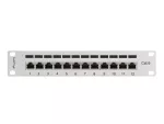 PATCH PANEL 12 PORT 1U 10" KAT.6 FTP Z ORGANIZEREM KABLOWYM EKRANOWANY SZARY LANBERG