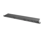PATCH PANEL 24 PORT 0.5U 19" KAT.5E FTP Z ORGANIZEREM KABLOWYM EKRANOWANY CZARNY LANBERG