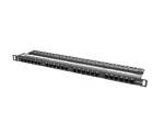 PATCH PANEL 24 PORT 0.5U 19" KAT.5E UTP Z ORGANIZEREM KABLOWYM CZARNY LANBERG