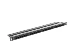 PATCH PANEL 24 PORT 0.5U 19" KAT.5E UTP Z ORGANIZEREM KABLOWYM CZARNY LANBERG
