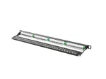 PATCH PANEL 24 PORT 0.5U 19" KAT.5E UTP Z ORGANIZEREM KABLOWYM CZARNY LANBERG