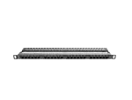 PATCH PANEL 24 PORT 0.5U 19" KAT.5E UTP Z ORGANIZEREM KABLOWYM CZARNY LANBERG