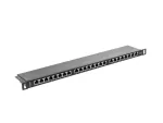 PATCH PANEL 24 PORT 0.5U 19" KAT.6 FTP Z ORGANIZEREM KABLOWYM EKRANOWANY CZARNY LANBERG