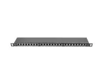 PATCH PANEL 24 PORT 0.5U 19" KAT.6 FTP Z ORGANIZEREM KABLOWYM EKRANOWANY CZARNY LANBERG