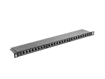 PATCH PANEL 24 PORT 0.5U 19" KAT.6 FTP Z ORGANIZEREM KABLOWYM EKRANOWANY CZARNY LANBERG