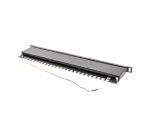 PATCH PANEL 24 PORT 0.5U 19" KAT.6 FTP Z ORGANIZEREM KABLOWYM EKRANOWANY CZARNY LANBERG