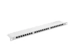 PATCH PANEL 24 PORT 0.5U 19" KAT.6 FTP Z ORGANIZEREM KABLOWYM EKRANOWANY SZARY LANBERG