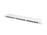 PATCH PANEL 24 PORT 0.5U 19" KAT.6 FTP Z ORGANIZEREM KABLOWYM EKRANOWANY SZARY LANBERG