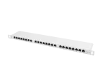 PATCH PANEL 24 PORT 0.5U 19" KAT.6 FTP Z ORGANIZEREM KABLOWYM EKRANOWANY SZARY LANBERG