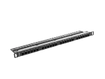 PATCH PANEL 24 PORT 0.5U 19" KAT.6 UTP Z ORGANIZEREM KABLOWYM CZARNY LANBERG