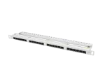 PATCH PANEL 24 PORT 0.5U 19" KAT.6 UTP Z ORGANIZEREM KABLOWYM SZARY LANBERG