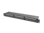PATCH PANEL 24 PORT 1U 19" KAT.5E FTP Z ORGANIZEREM KABLOWYM EKRANOWANY CZARNY LANBERG