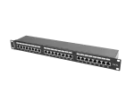 PATCH PANEL 24 PORT 1U 19" KAT.5E FTP Z ORGANIZEREM KABLOWYM EKRANOWANY CZARNY LANBERG