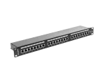 PATCH PANEL 24 PORT 1U 19" KAT.5E FTP Z ORGANIZEREM KABLOWYM EKRANOWANY CZARNY LANBERG