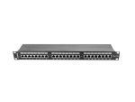 PATCH PANEL 24 PORT 1U 19" KAT.5E FTP Z ORGANIZEREM KABLOWYM EKRANOWANY CZARNY LANBERG