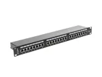 PATCH PANEL 24 PORT 1U 19" KAT.6 FTP Z ORGANIZEREM KABLOWYM EKRANOWANY CZARNY LANBERG