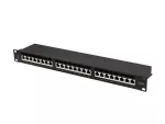 PATCH PANEL 24 PORT 1U 19" KAT.6A FTP Z ORGANIZEREM KABLOWYM EKRANOWANY CZARNY LANBERG