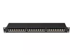 PATCH PANEL 24 PORT 1U 19" KAT.6A FTP Z ORGANIZEREM KABLOWYM EKRANOWANY CZARNY LANBERG