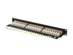 PATCH PANEL 24 PORT 1U 19" KAT.6A FTP Z ORGANIZEREM KABLOWYM EKRANOWANY CZARNY LANBERG