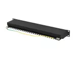 PATCH PANEL 24 PORT 1U 19" KAT.6A FTP Z ORGANIZEREM KABLOWYM EKRANOWANY CZARNY LANBERG