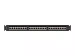 PATCH PANEL 24 PORT 1U 19" KAT.6A FTP Z ORGANIZEREM KABLOWYM EKRANOWANY CZARNY LANBERG
