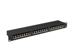PATCH PANEL 24 PORT 1U 19" KAT.6A FTP Z ORGANIZEREM KABLOWYM EKRANOWANY CZARNY LANBERG