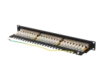 PATCH PANEL 24 PORT 1U 19" KAT.6A FTP Z ORGANIZEREM KABLOWYM EKRANOWANY CZARNY LANBERG