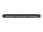 PATCH PANEL 24 PORT 1U 19" KAT.6A FTP Z ORGANIZEREM KABLOWYM EKRANOWANY CZARNY LANBERG