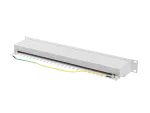 PATCH PANEL 24 PORT 1U 19" KAT.6A FTP Z ORGANIZEREM KABLOWYM EKRANOWANY SZARY LANBERG